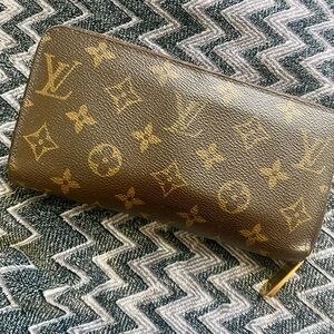 Louis Vuitton Brown and Gold Monogram Zipper Wallet